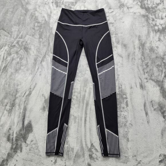 Fila Sport Pant Womens S Black White Striped Ankle Leggings Workout Running Yoga - Picture 1 of 9